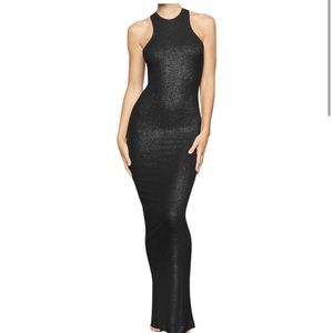 NWT SKIMS | Soft Lounge Shimmer Racerback Maxi Dress in Onyx Foil - Size Medium